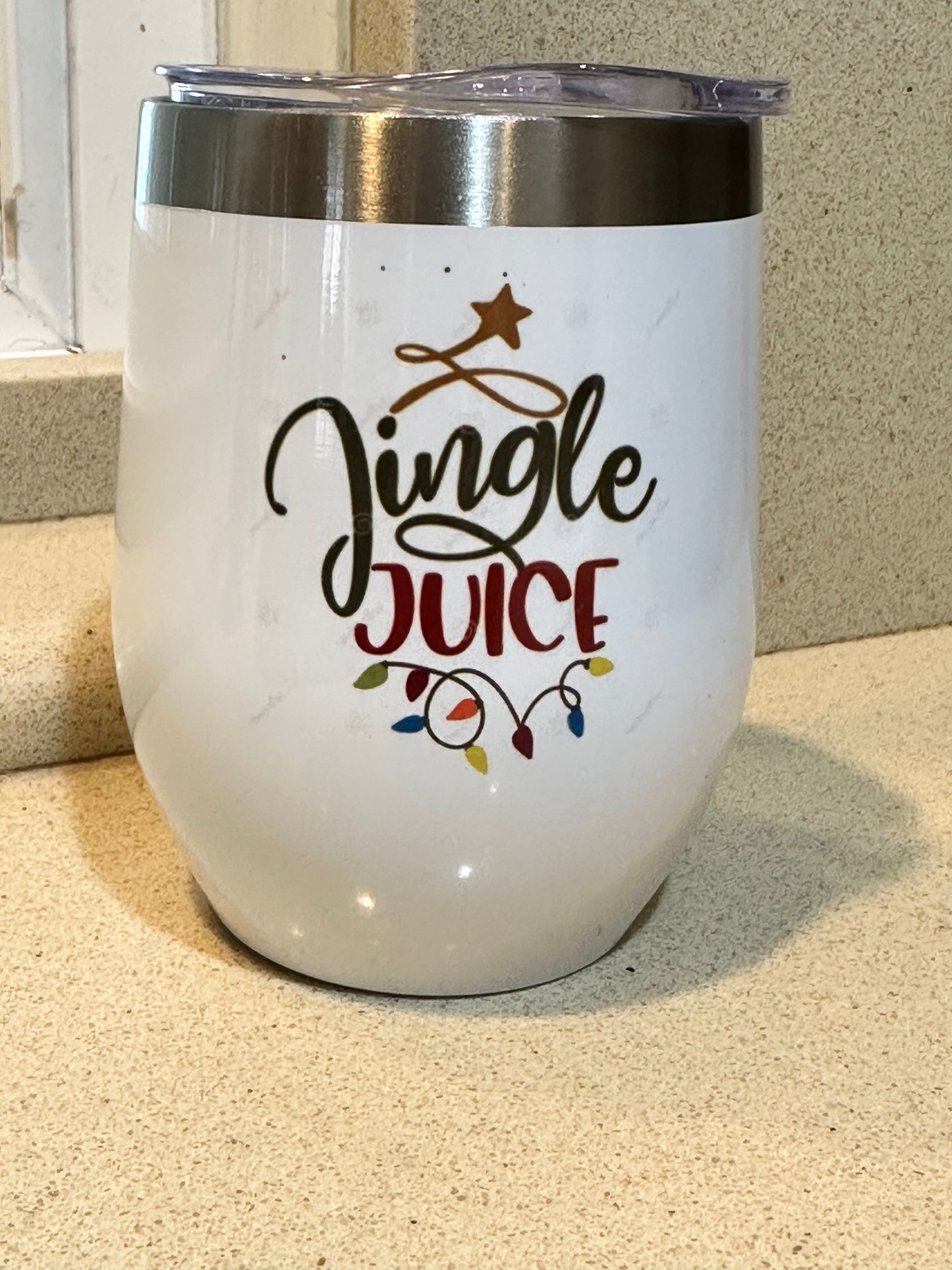 Jingle Juice 12 oz wine tumbler