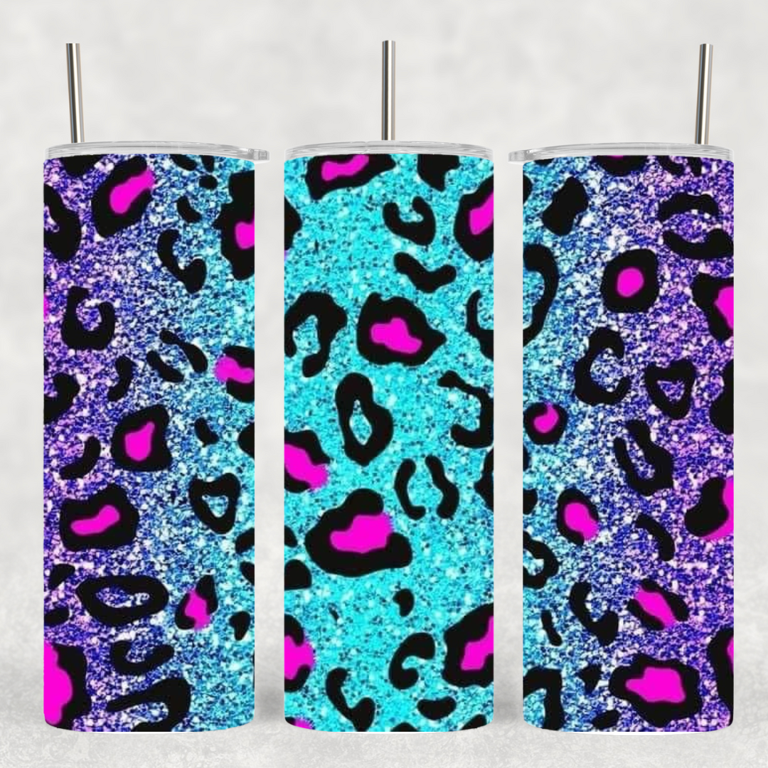 Purple Blue Leopard Print 20 oz tumbler