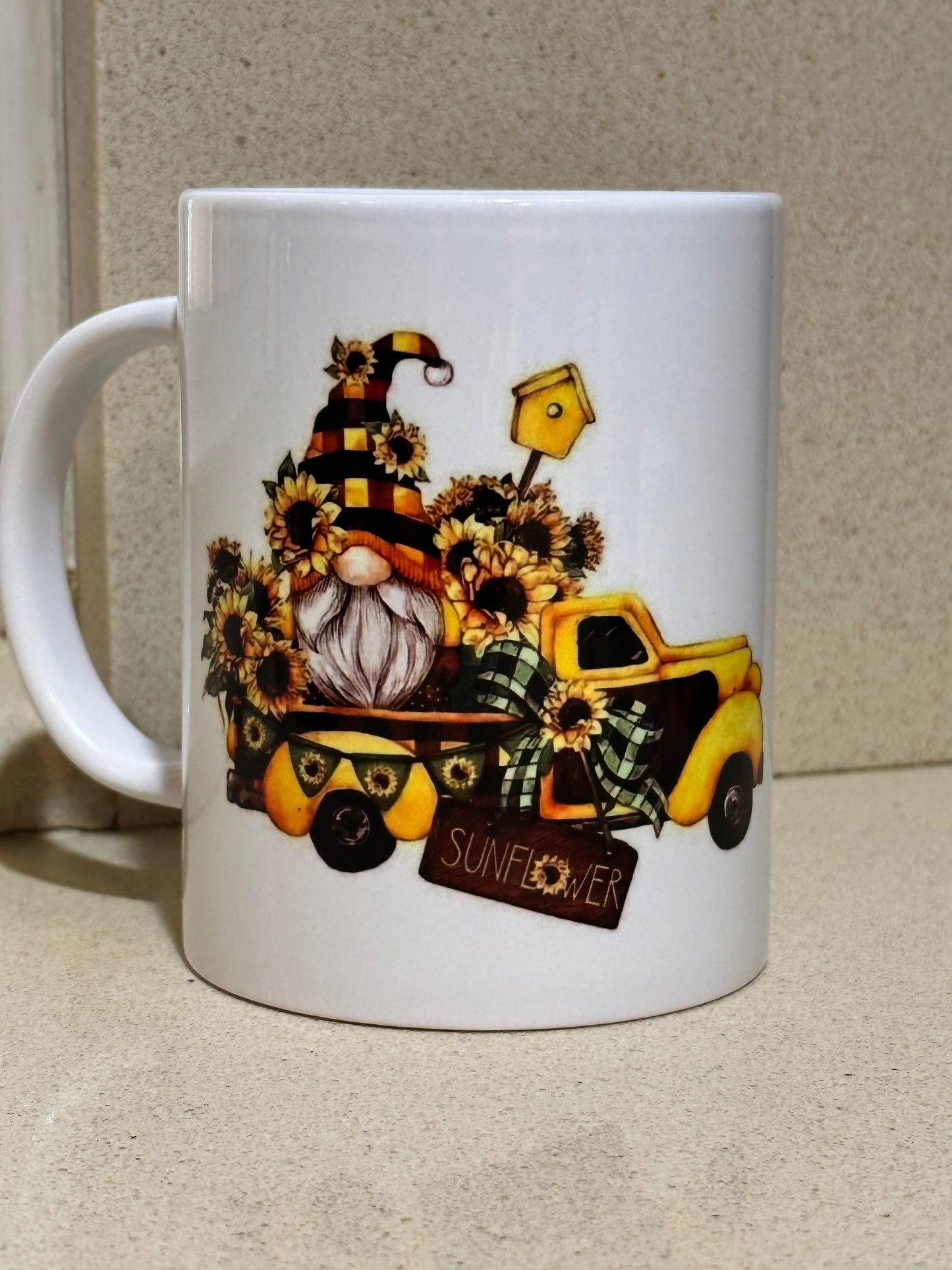 Gnome Sunflower 15 oz coffee mug