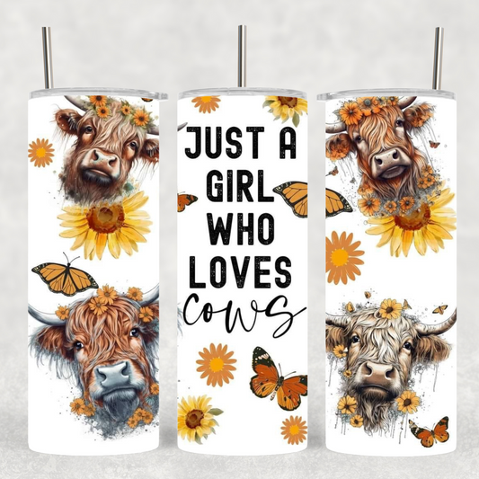 Girl Loves Cows 20 oz tumbler